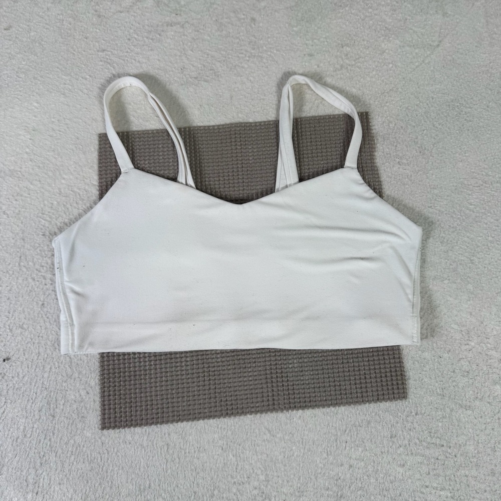 All in Motion Sports Bra Womens L White Excellent V-Neck Spaghetti Strap Active